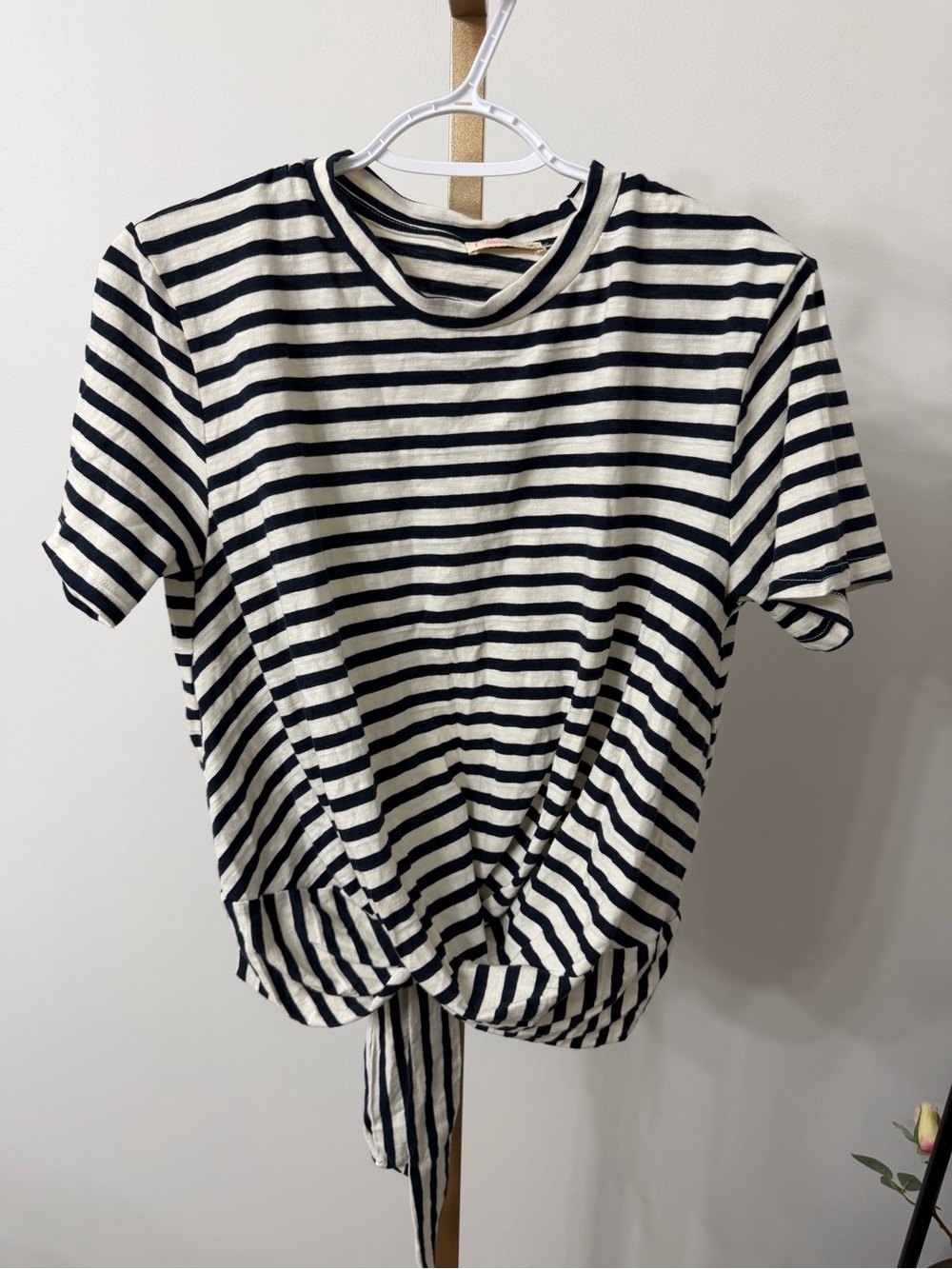 Maronie Striped Short Sleeve Top in Navy and Cream